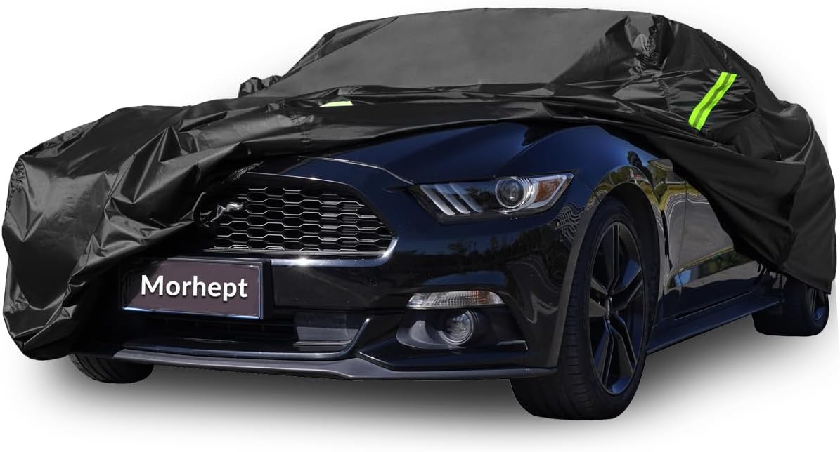 Car Cover Waterproof All Weather for Automobiles, Outdoor Full Exterior Covers for Sedan Black(Suggest Car Length from 194"-208")