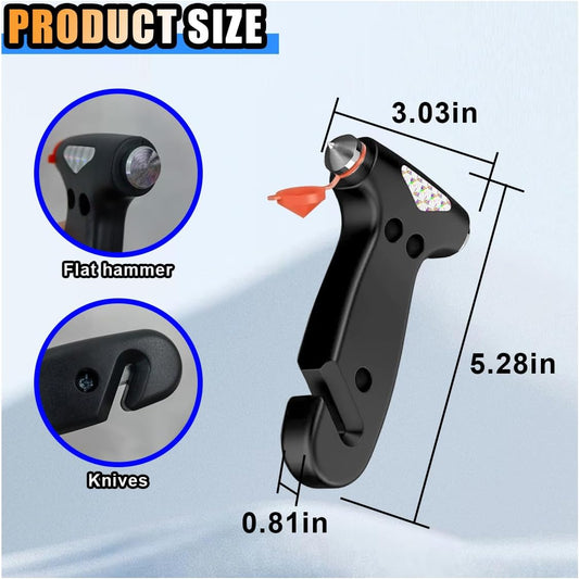 Car Safety Hammer, 3-in-1 Car Emergency Escape Tool with Window Breaker & Seat Belt Cutter, Car Emergency Kit Gadgets for Car, Office, Home (Black, 1pcs)