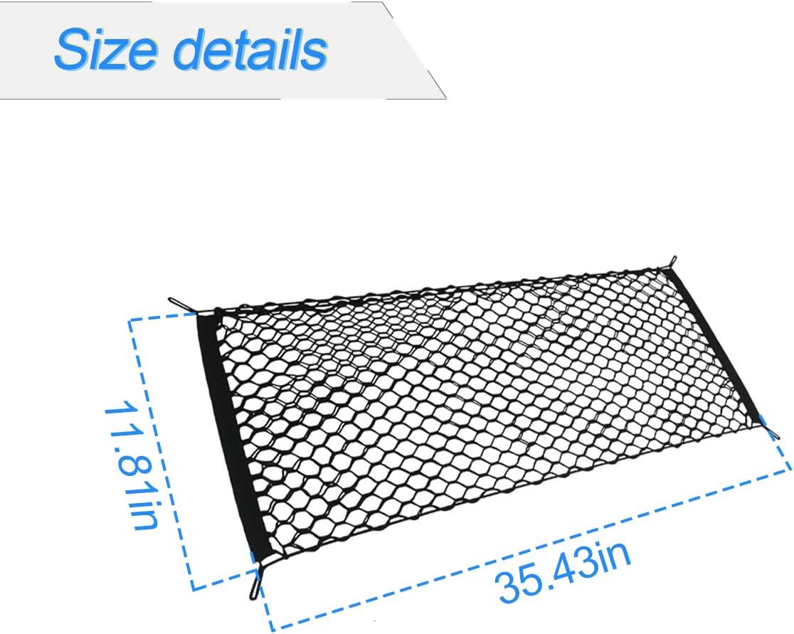 Car Rear Cargo Net, Adjustable Elastic Storage Organizer Net, Trunk Cargo Storage Net, Universal Fit for Car, Vehicle, SUV (43.3"x 15.8")
