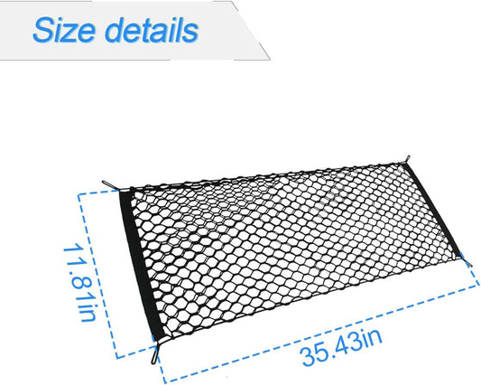 Car Rear Cargo Net, Adjustable Elastic Storage Organizer Net, Trunk Cargo Storage Net, Universal Fit for Car, Vehicle, SUV (43.3"x 15.8")