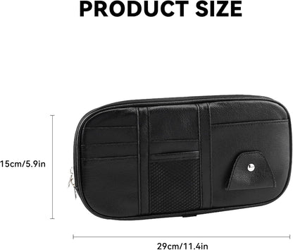 Car Sun Visor Organizer, Sunglass Holder and Storage Pocket, Card Cash Pouch with Multi-Pocket Net Zipper, Case Bag for License Pen Key, Auto Accessories for Truck, SUV, Van (Purple)