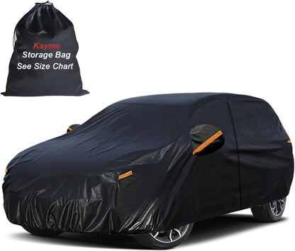Kayme Sedan Car Cover Waterproof All Weather for Automobiles - See Vehicle Size Chart for Accurate Fit - Outdoor Full Exterior Cover Sun Rain Snow UV Protection with Zipper. Size A4 (See Size Chart)