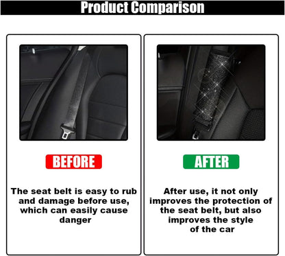 GLSOWEE 2PCS Bling Car Seat Belt Shoulder Pads, Bling Rhinestones Seat Belt Covers for Women, Car Seatbelt Strap Pad with Crystal Diamond, Car Interior Accessories for Car SUV (Black Diamond)