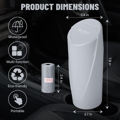 Car Trash Can Bin with Lid - Car Garbage Can Cup Holder - Pink Mini Leakproof Vehicle Garbage Bin with 20pcs Trash Bags - Automobile Organizers and Storage for Front Back Seat Accessories
