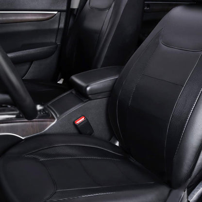 Flying Banner Carbon Fiber Leather Vehicle Seat Covers, Leopard Gray Black, Universal Fit - 8PCS