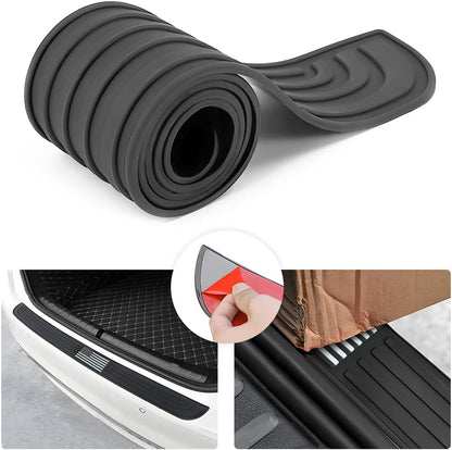 Car Rear Bumper Protector Guard, Anti-Scratch Abrasion Rubber Trunk Door Entry Sill Guard, Non-Slip Vehicle Trim Cover Protection Strip, Car Accessories for Most Cars and SUV (Black/Red/35.4" x2.7)