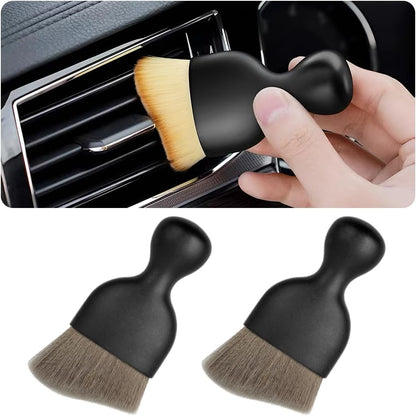 Blilo Car Interior Detailing Brush, Auto Soft Hair Cleaning Brushes, Curved Dirt Dust Collectors, Removal Tool for Dashboard Air Conditioner Vents Leather, Scratch Free (Black/1PCS)