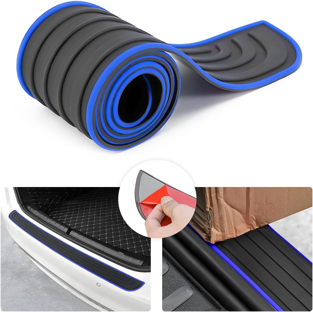 Car Rear Bumper Protector Guard, Anti-Scratch Abrasion Rubber Trunk Door Entry Sill Guard, Non-Slip Vehicle Trim Cover Protection Strip, Car Accessories for Most Cars and SUV (Black/Red/35.4" x2.7)