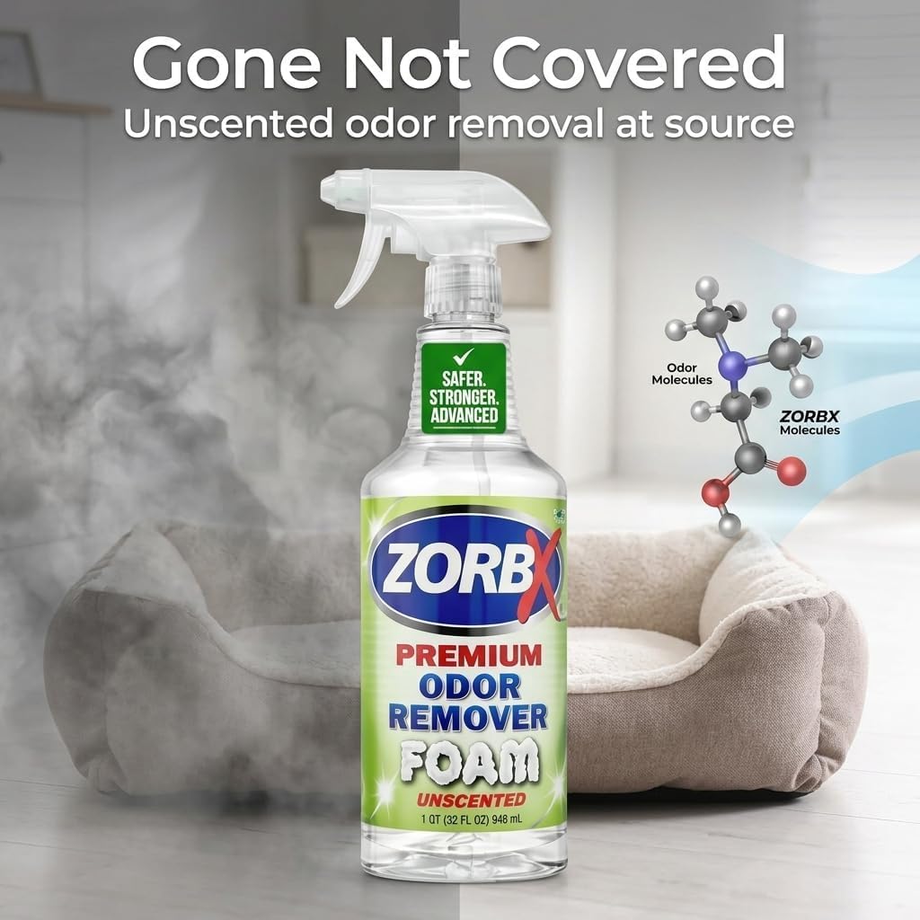 ZORBX Unscented Odor Eliminator for Strong Odor 16 Fl Oz - Used in Hospitals & Healthcare Facilities - Advanced Trusted Formula, Fast-Acting Odor Remover Spray for Dog, Cat, House & Carpet