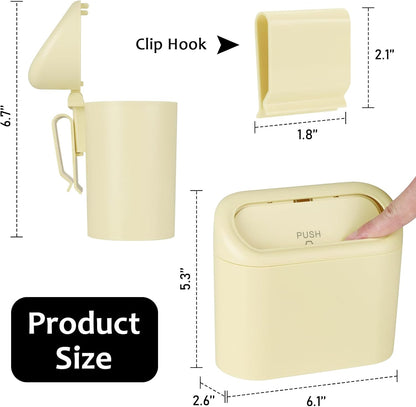 Accmor Car Trash Can with Lid, Mini Auto Dustbin Garbage Organizer Holder 2 Packs, Automotive Storage Container Bin with 60 Pcs Bags for Vehicle, Home, Office