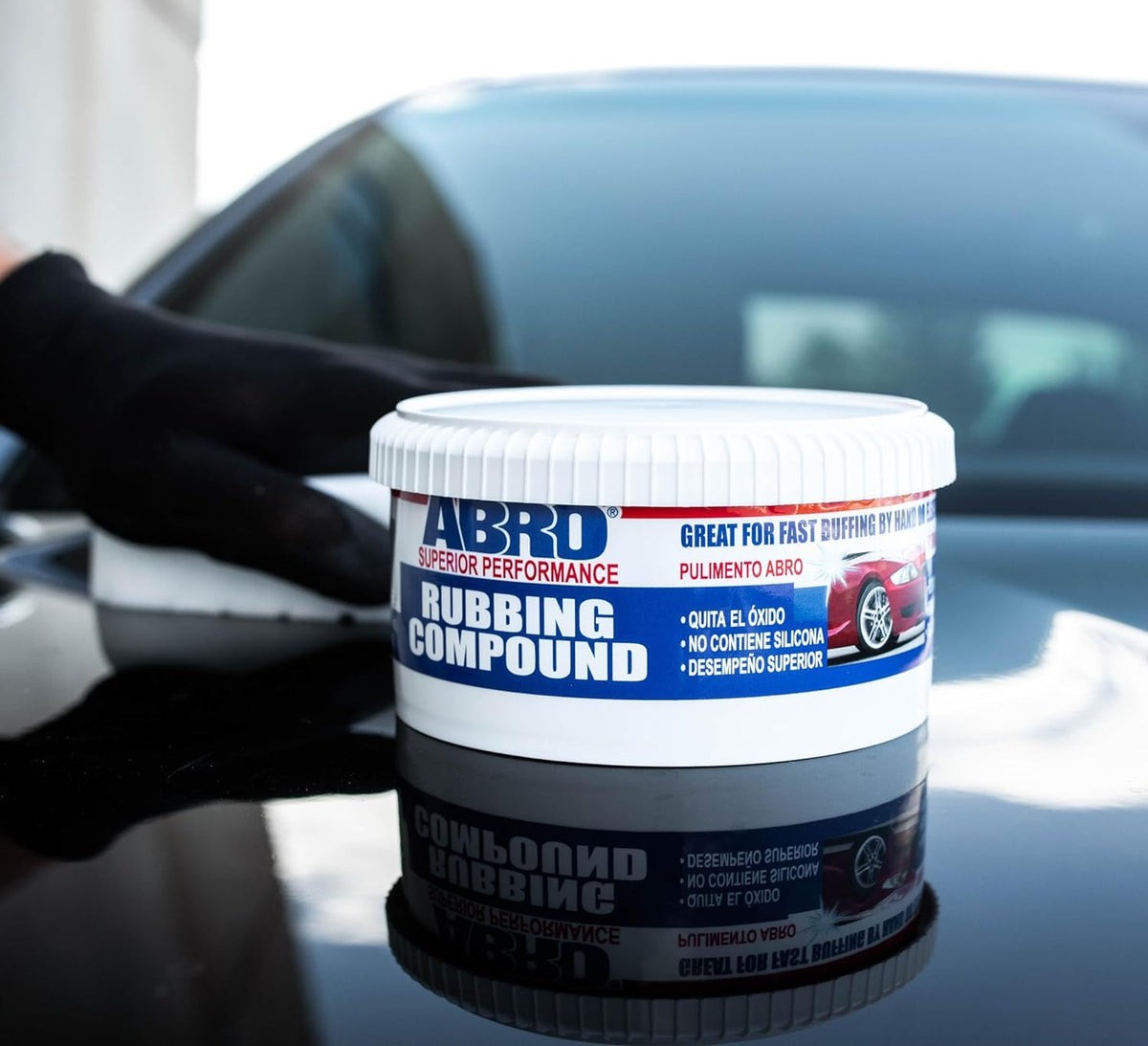 ABRO Polishing Compound 10 oz — Fine Cut Car Polish & Scratch Remover for Vehicles, Oxidized Paint, Swirl Marks, Scuffs, Dull Finish, Buffing & High-Gloss Auto Detailing