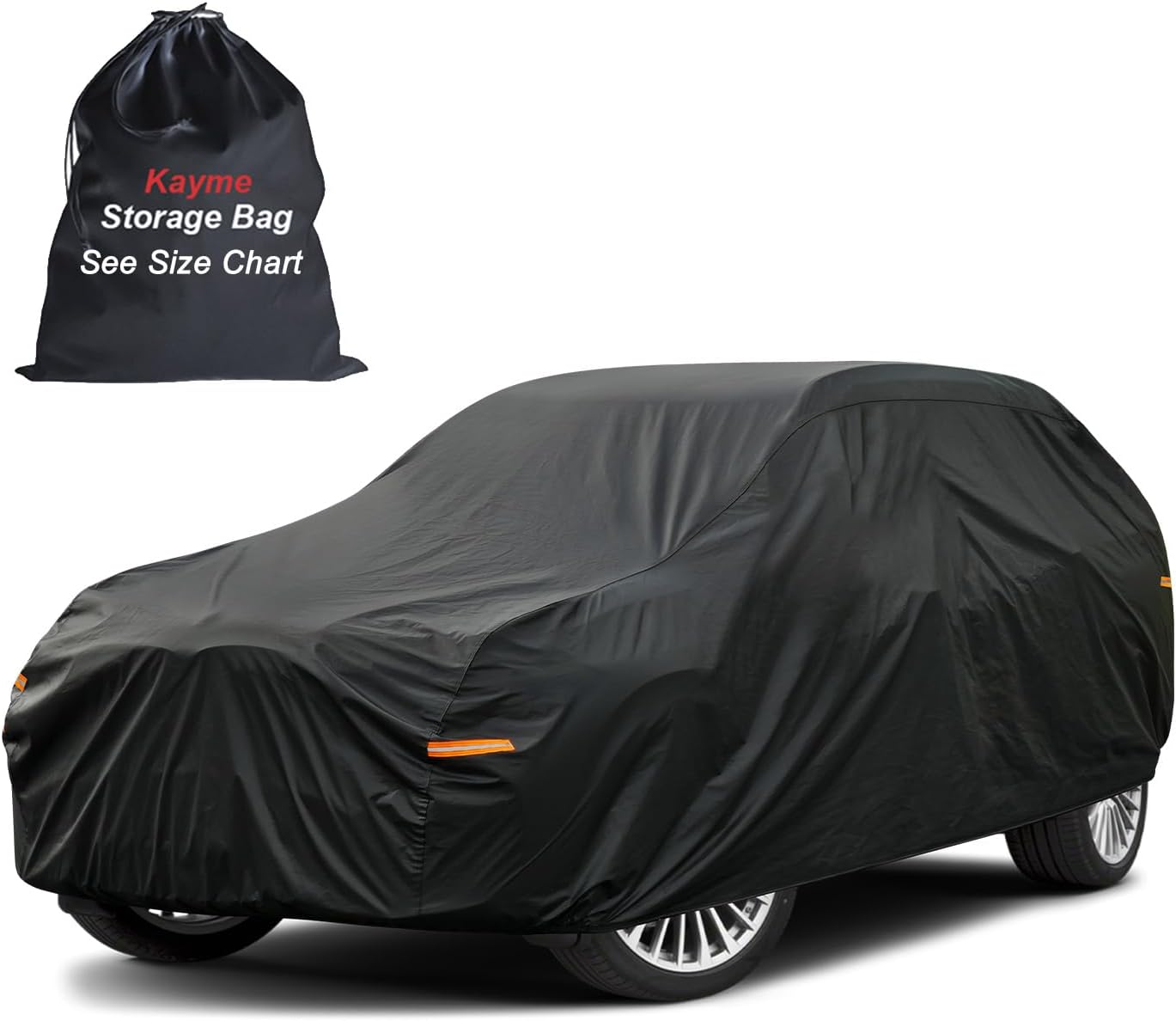 Kayme Sedan Car Cover Waterproof All Weather for Automobiles - See Vehicle Size Chart for Accurate Fit - Outdoor Full Exterior Cover Sun Rain Snow UV Protection with Zipper. Size A4 (See Size Chart)