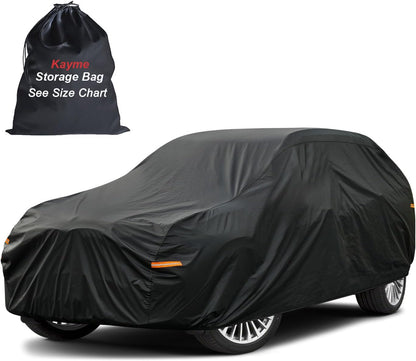 Kayme Sedan Car Cover Waterproof All Weather for Automobiles - See Vehicle Size Chart for Accurate Fit - Outdoor Full Exterior Cover Sun Rain Snow UV Protection with Zipper. Size A4 (See Size Chart)