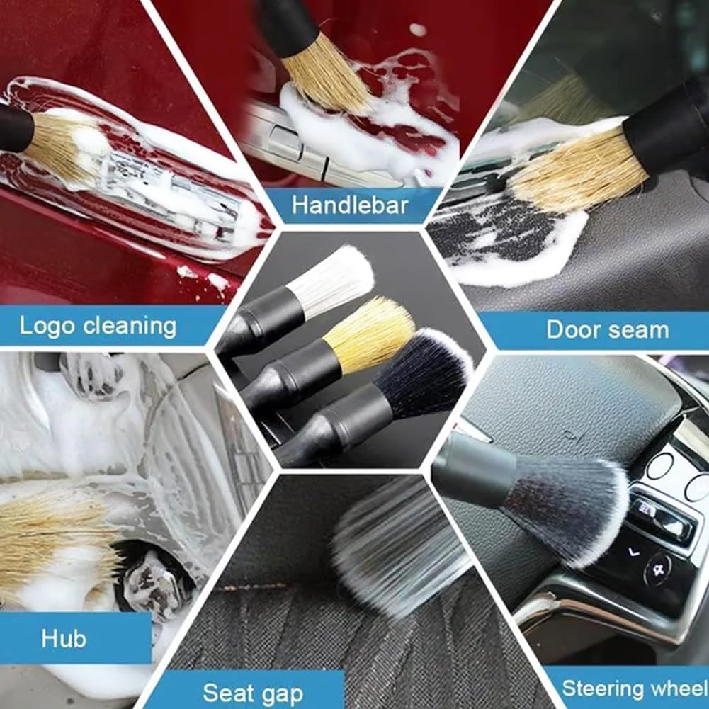 8PCS Car Detailing Brush Set, Car Detailing Brush, Soft Car Cleaning Brush, Suitable for Cleaning Car Interiors, Including Air Vents, Center Console, Seat Gaps, and More