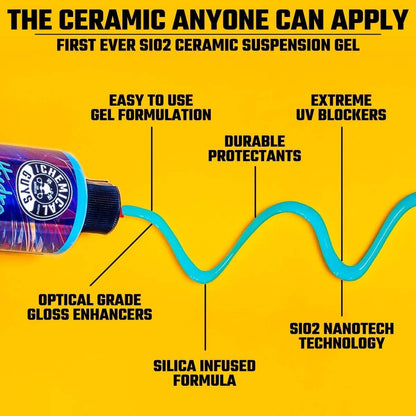 Chemical Guys HOL229 Ultimate Ceramic Coating Kit - HydroSlick HyperWax SiO2 Gel (16 fl oz) for Long-Lasting Shine & Protection, with 2 Premium Microfiber Applicators & 3 Workhorse Towels, (6 Items)