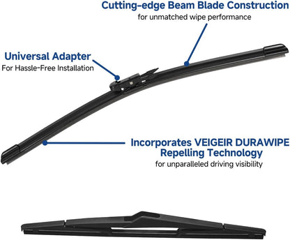 3 Pack Windshield Wiper Blades Compatible with Mazda CX-5 2017-2025 and CX-9 2016-2023, Front and Rear, 24" 18" 14" - Colors B