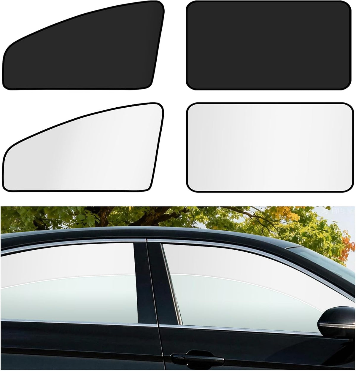 XCBYT Car Window Shades - 4 Pcs Car Privacy Curtains - 100% Block Light Car Window Covers - Magnetic Side Window Sun Shade Keeps Cooler for Breastfeeding, Taking a nap, Changing Clothes, Camping