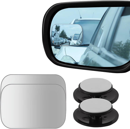 2 pcs Blind Spot Mirrors, 2" Round HD Glass Convex 360° Wide Angle Side Rear View Mirror with ABS Housing for Cars SUV and Trucks, Black, Pack of 2