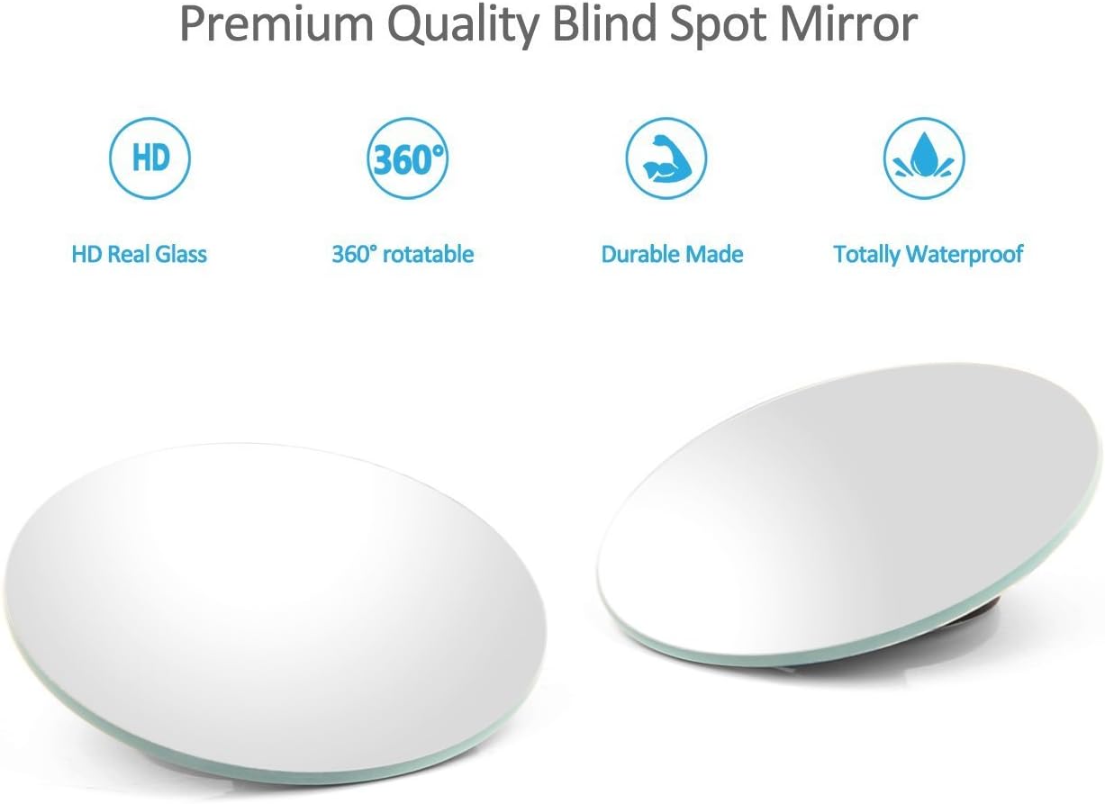 Blind Spot Mirror for Cars LIBERRWAY Car Side Mirror Auto Wide Angle Convex Rear View Stick On Design, Adjustable, 2 Pack