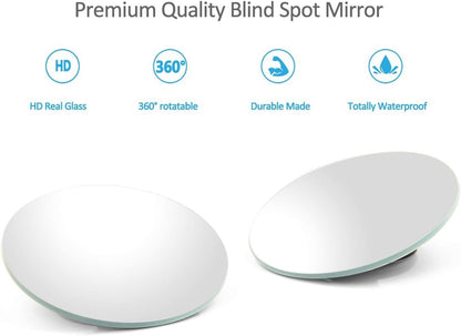Blind Spot Mirror for Cars LIBERRWAY Car Side Mirror Auto Wide Angle Convex Rear View Stick On Design, Adjustable, 2 Pack
