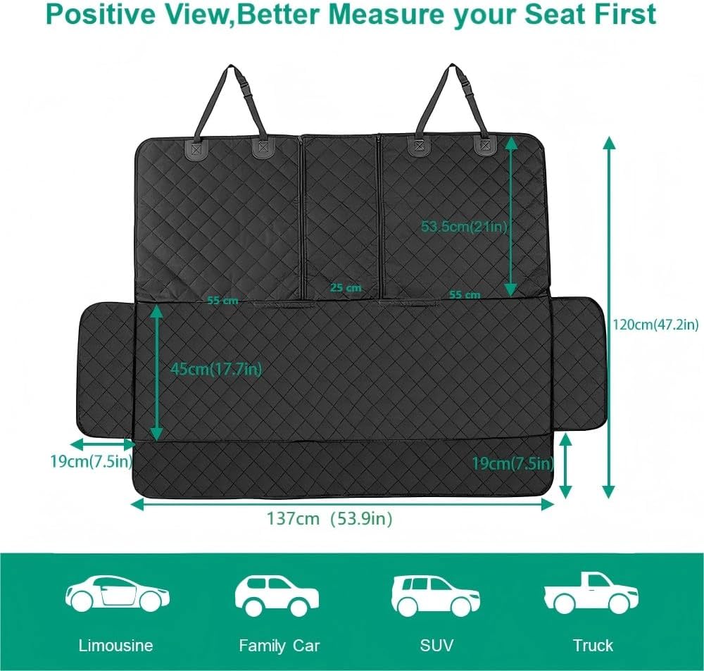 ANOSOSPECIAL Dog Car Seat Cover for Back Seat Cover,Non Stick Fur Rear Seat Protector for Pet,Nonslip Waterproof Durable Universal Fit Interior Backseat Covers for Auto Van SUV