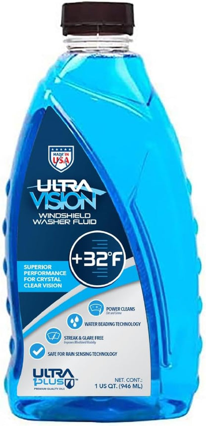 UltraVision Windshield Washer Fluid, Ready-to-Use Pre-Mixed Formula, Streak-Free Cleaning for Crystal-Clear Visibility, All-Weather Performance, +32°F, 1 Gallon