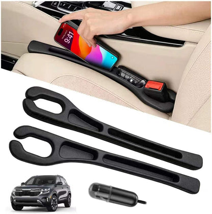 Car Seat Gap Filler Organizer 2Pack,Car Accessories with Safety Hammer,2 in 1 No Drop Seat Guard with Storage Slot for Phone,Keys,Universal Interior Gap Filler for Cars SUV Truck,Red