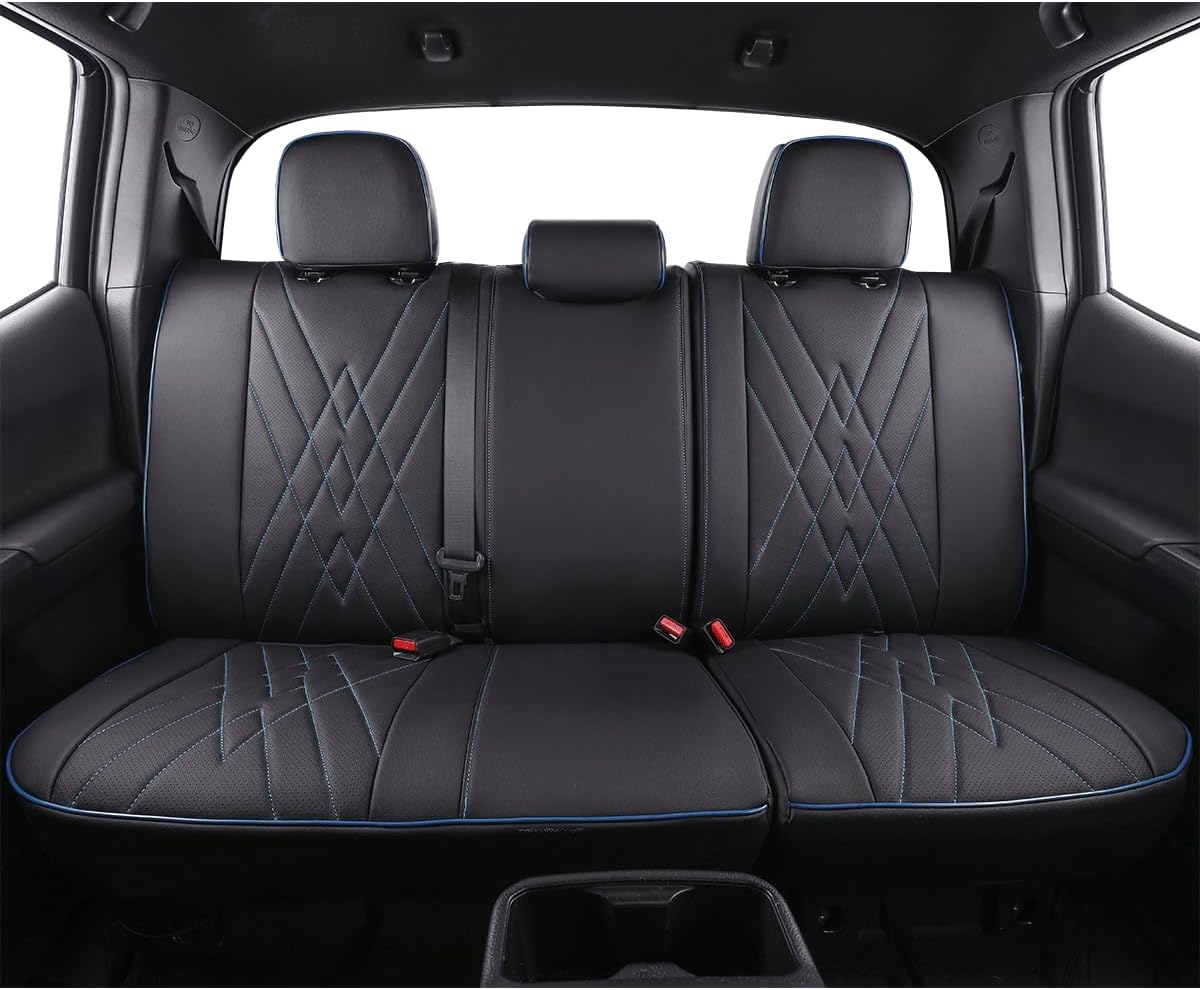 EKR Tacoma Car Seat Covers Custom Fit for Toyota Tacoma (Petrol) 2024 2025 2026 DoubleCab/CrewCab SR/SR5/TRD Sport/TRD Off-Road/Limited -Truck Seat Covers Full Set,Faux Leather(Black)