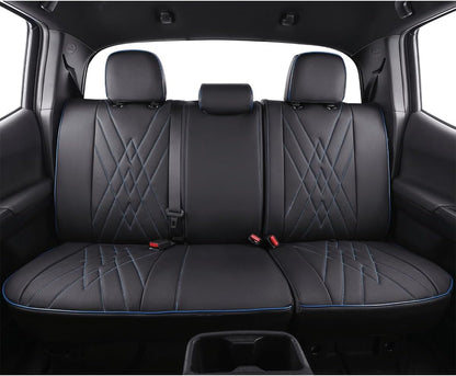 EKR Tacoma Car Seat Covers Custom Fit for Toyota Tacoma (Petrol) 2024 2025 2026 DoubleCab/CrewCab SR/SR5/TRD Sport/TRD Off-Road/Limited -Truck Seat Covers Full Set,Faux Leather(Black)