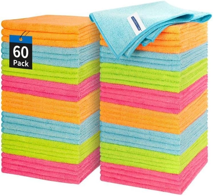 Microfiber Cleaning Cloth, 100 Pack Cleaning Rags Microfiber Towel Bulk Absorbent Lint-Free Wash Cloths, All-Purpose Shop Towels for Cars, Automotive, Garage, Home & Kitchen 11.5"*11.5"