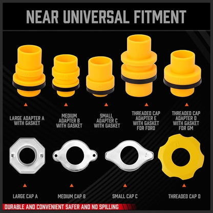 18-Piece Engine Oil Funnel Kit, 1.59QT/1.5L Automotive Oil Funnel Set with 12 Adapters, Elbow Fitting, Arrow Screen and Magnetic Storage Hooks Tray, Compatible with GM, Ford, BMW, Audi, Land Rover Etc