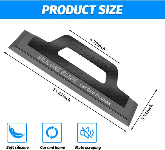 Car Window Squeegee, Soft Silicone Blade for Cleaning Water, Professional One-Piece Auto Glass Water Wiper, 11.8 Inches Water Scraper Cleaner for Shower Doors Mirror, Home Drying Use