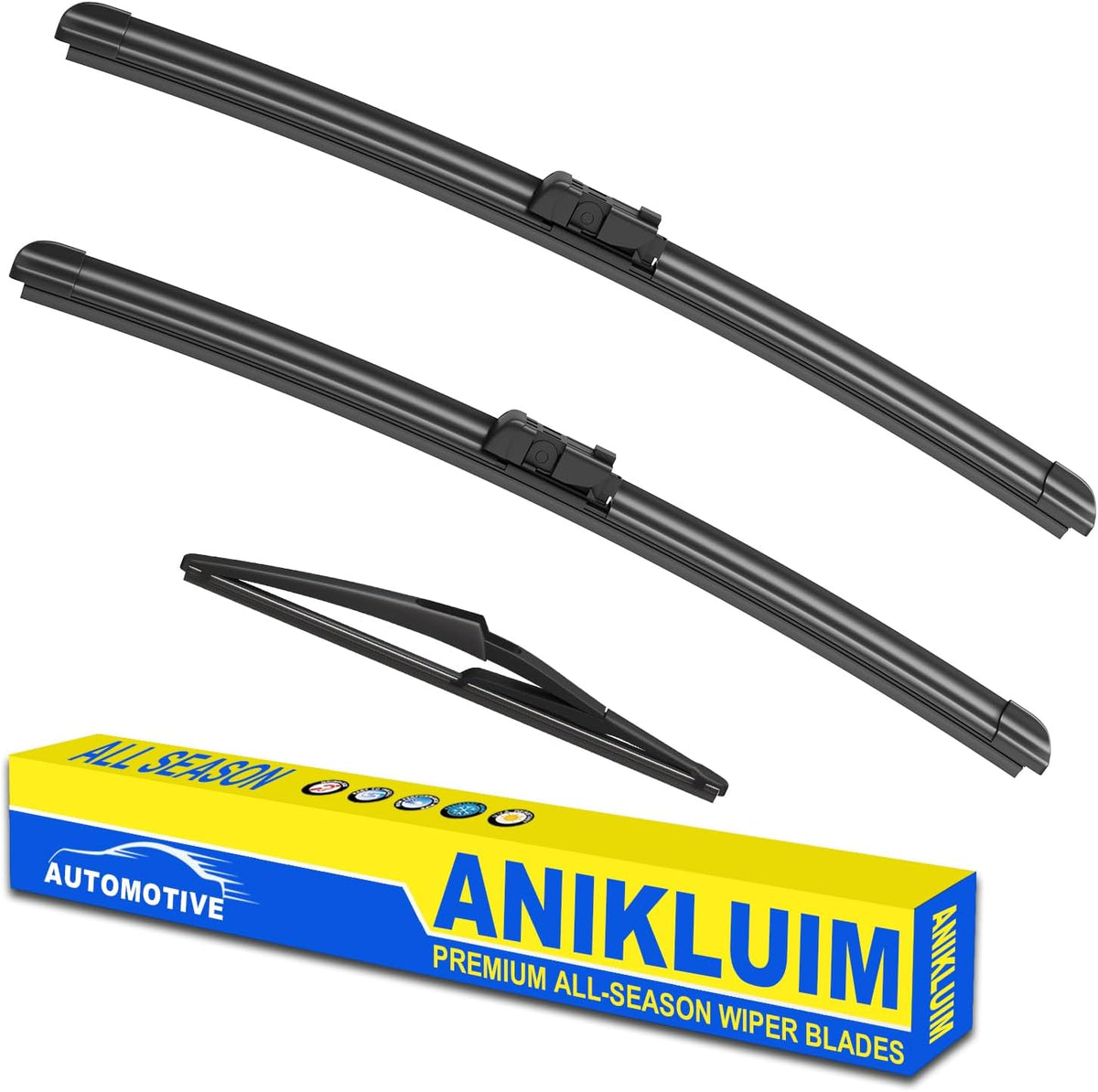 ANIKLUIM® 28"+28" Wiper Blades with 16" Rear Wiper Blade Set Replacement for 1996-2007 Caravan Town & Country Windshield Wipers Original Factory Quality (Pack of 3) - Colors A