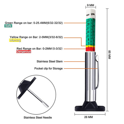 GODESON 88702 Smart Color Coded Tire Tread Depth Gauge