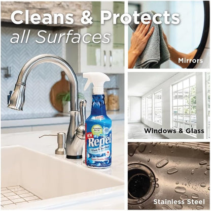 Clean-X REPEL Glass & Surface Cleaner 32 fl. oz. - Cleans & Repels water spots and dirt on glass, mirror, tile and multi surface by UNELKO (2)
