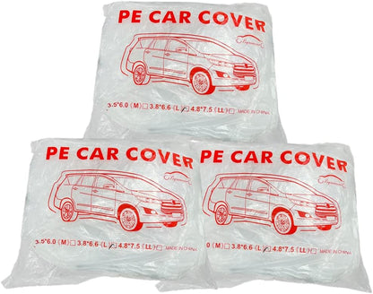 4 Packs Disposable Car Cover Clear Plastic Car Cover Universal Rain Dust Garage Cover with Elastic Band Medium (12 ft x 22 ft)