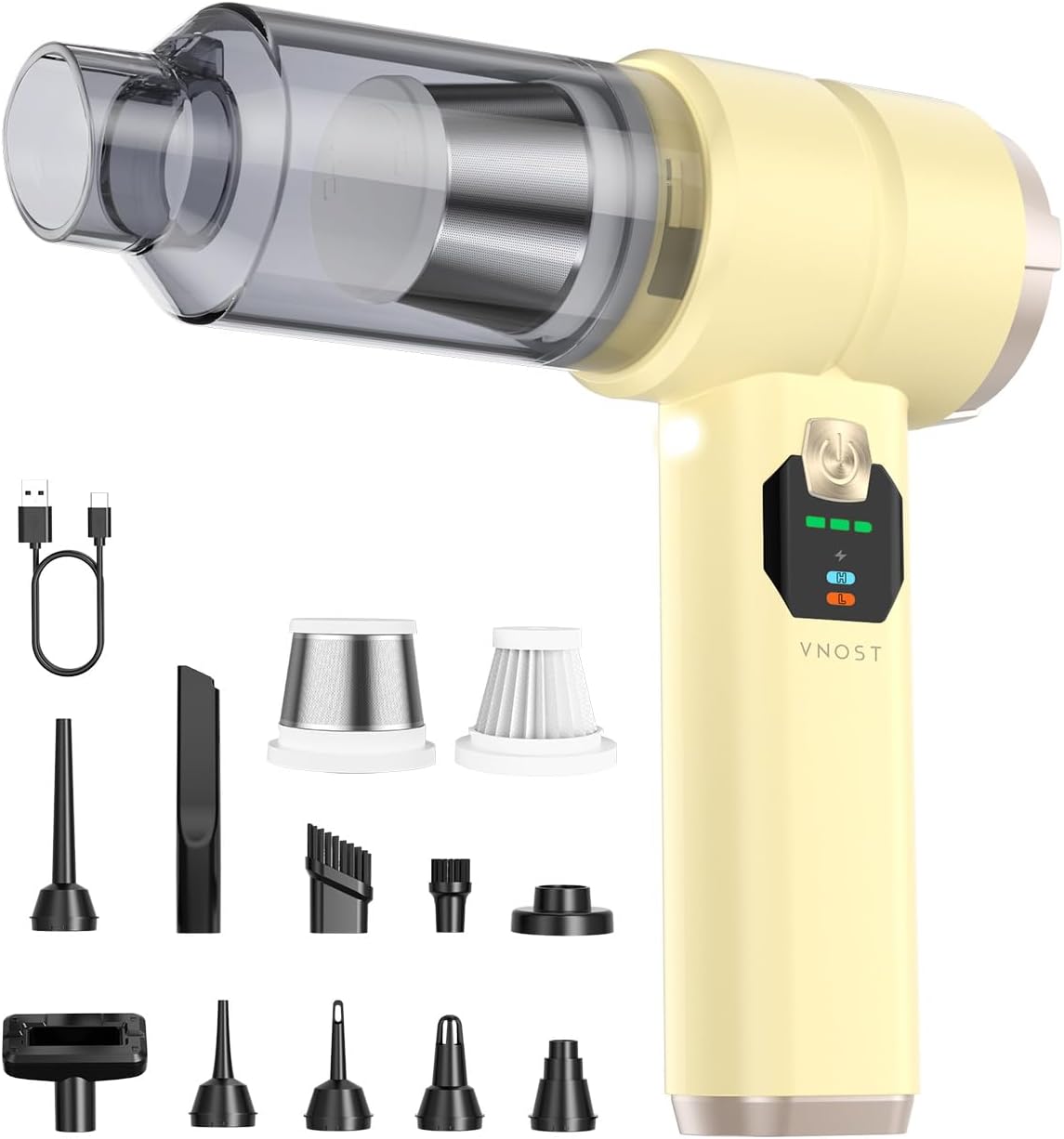 Portable Cordless Car Vacuum, 4-in-1 Handheld Cordless Vacuum with 30,000Pa Suction, 130,000 RPM, 6,800mAh Battery, 10 Nozzles, Rubber Paint Material for Car, Home,Birthday Gifts for Men Dad Husband