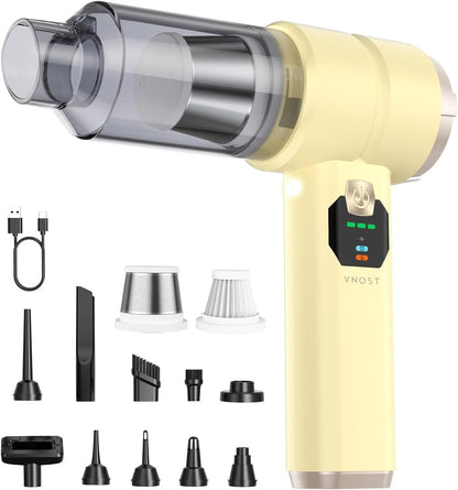 Portable Cordless Car Vacuum, 4-in-1 Handheld Cordless Vacuum with 30,000Pa Suction, 130,000 RPM, 6,800mAh Battery, 10 Nozzles, Rubber Paint Material for Car, Home,Birthday Gifts for Men Dad Husband