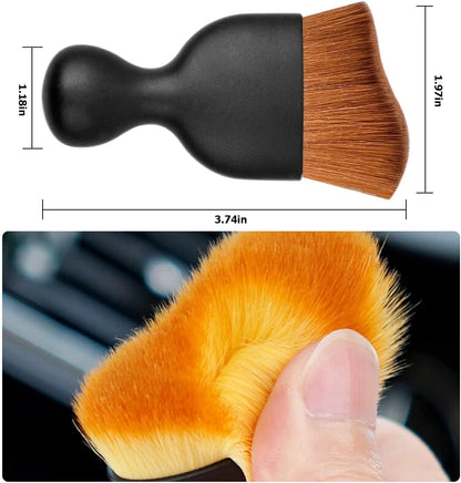 Blilo Car Interior Detailing Brush, Auto Soft Hair Cleaning Brushes, Curved Dirt Dust Collectors, Removal Tool for Dashboard Air Conditioner Vents Leather, Scratch Free (Black/1PCS)