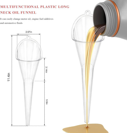 Oil Funnel, Multi-Purpose Plastic Long Neck Oil Funnel, Automotive Use Funnels for Filling Oils Lubricants Water Diesel, Kitchen Funnels for Filling Bottles Jars (Black)