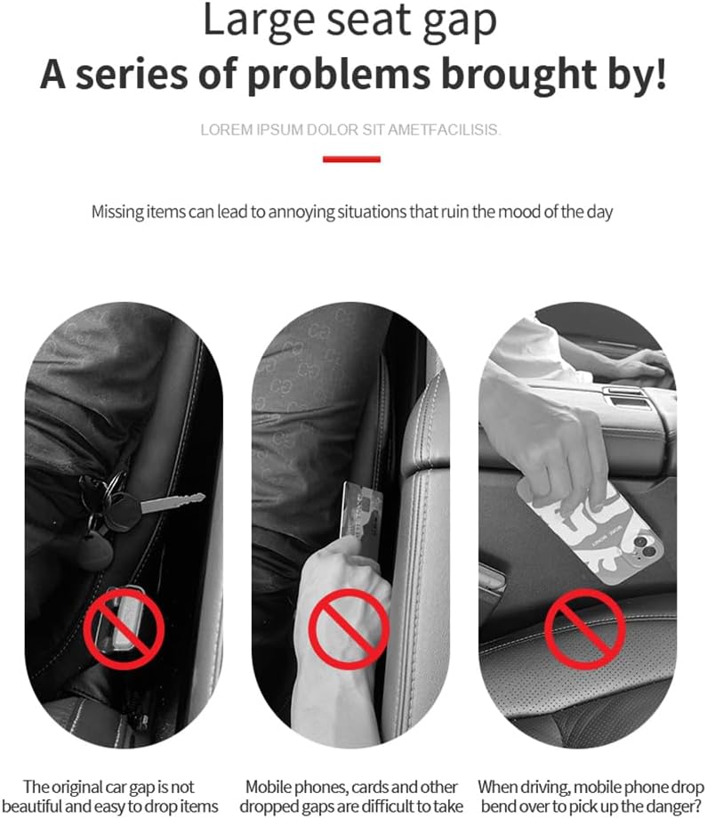 IHOTDER 2PCS Car Seat Gap Filler - Car Seat Gap Filler Organizer for Holding Phone,Key,Purse - Universal Car Gap Filler Fits Car Truck SUV Car Interior Accessories (Black/2PCS)…