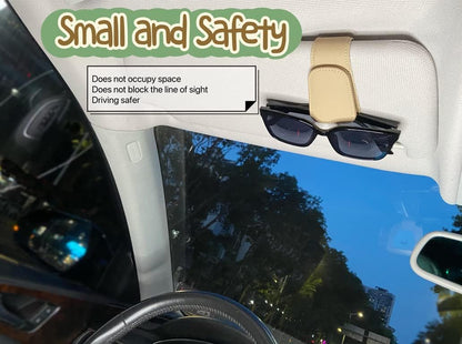CHOSMOYI Magnetic Leather Sunglass Holder for Car, Sunglasses Clip for Car Visor, Auto Interior Accessories Universal for Different Size Eyeglasses (Black)