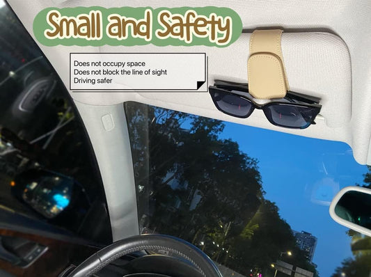 CHOSMOYI Magnetic Leather Sunglass Holder for Car, Sunglasses Clip for Car Visor, Auto Interior Accessories Universal for Different Size Eyeglasses (Black)