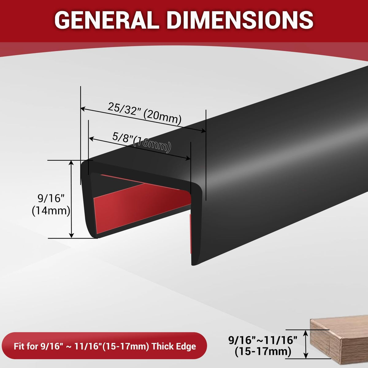Rubber Edge Trim, 1/16" Self Adhesive Flexible U Channel Edge Protecter for Sheet Metal, Car Doors, U Shaped Sharp Edge Guards, Fit for 0-5/64" Wide Edge, Black Color, 10Ft, EPDM Material