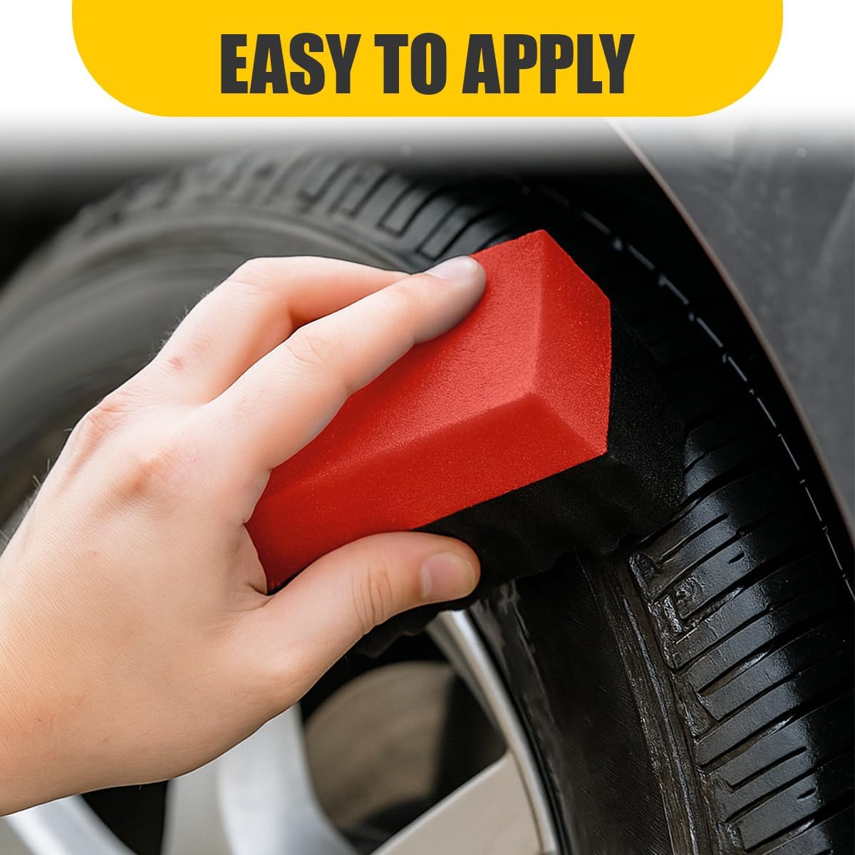 Car Tire Dressing Applicator Pad, Soft Sponge Tire Shine Applicator, Reusable Washable Wax Sponge, Anti-Spill Corrugated Surface Tire Care Cleaning Pad for Auto Detailing(Black&Green)