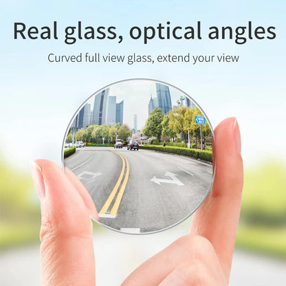 Upgrade HD Glass Wide Angle Blind Spot Mirror, Frameless 360 Adjustable Convex Rear View Mirror for Cars, Trucks and SUV - Big Fan Shaped 2pcs