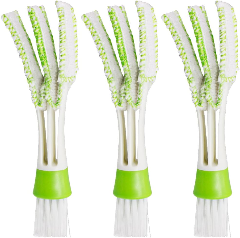 SENHAI Mini Duster for Car Air Vent, Set of 3 Automotive Air Conditioner Cleaner and Brush, Dust Collector Cleaning Cloth Tool for Keyboard Window Leaves Blinds Shutter