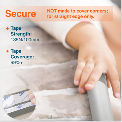 Roving Cove HeftyFit Edge Protector for Baby Proofing (6ft Large Edge Only), Heavy-Duty Soft Rubber Foam Furniture Edge Bumper Guards, Desk Edge Cushion, Wall Corner Covers, 3M Adhesive, Onyx Black