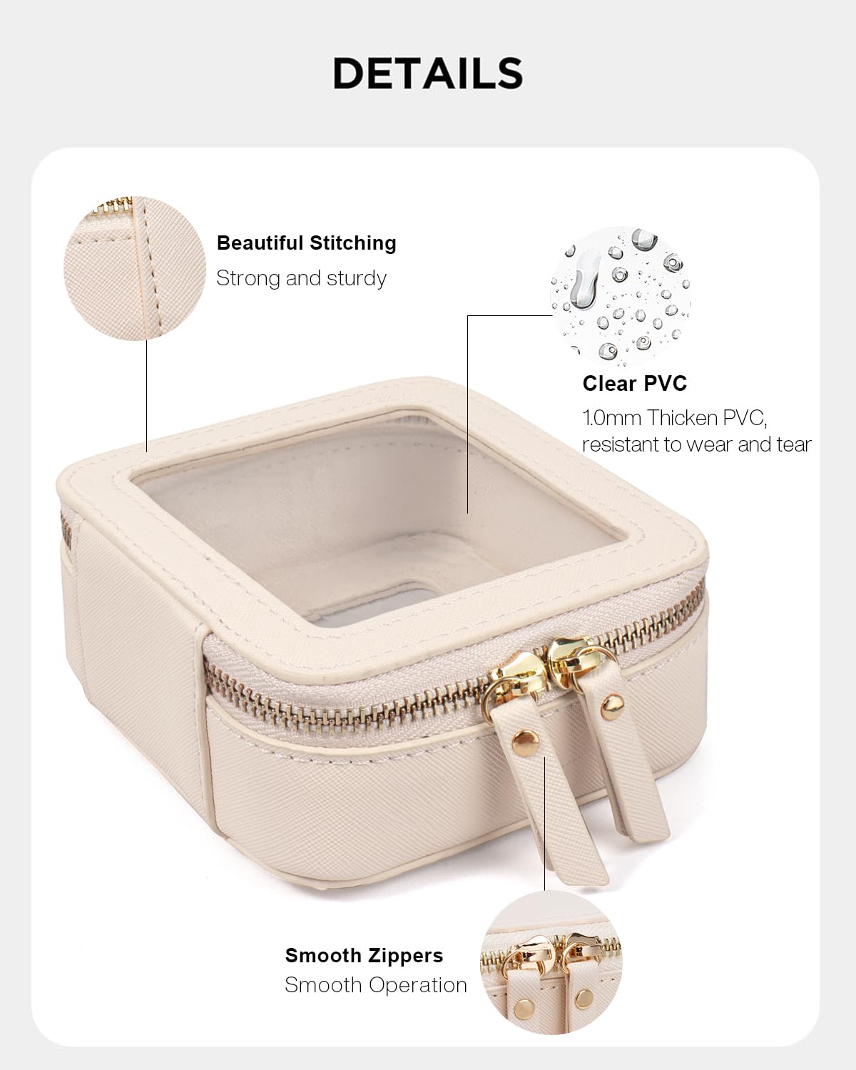 LETGO Clear Makeup Bags, TSA Approved Toiletry Bag with Zipper, Clear Makeup Organizer Fit Carry-on Travel Essentials,Clear Cosmetic Bags for Women Men (C-Beige)