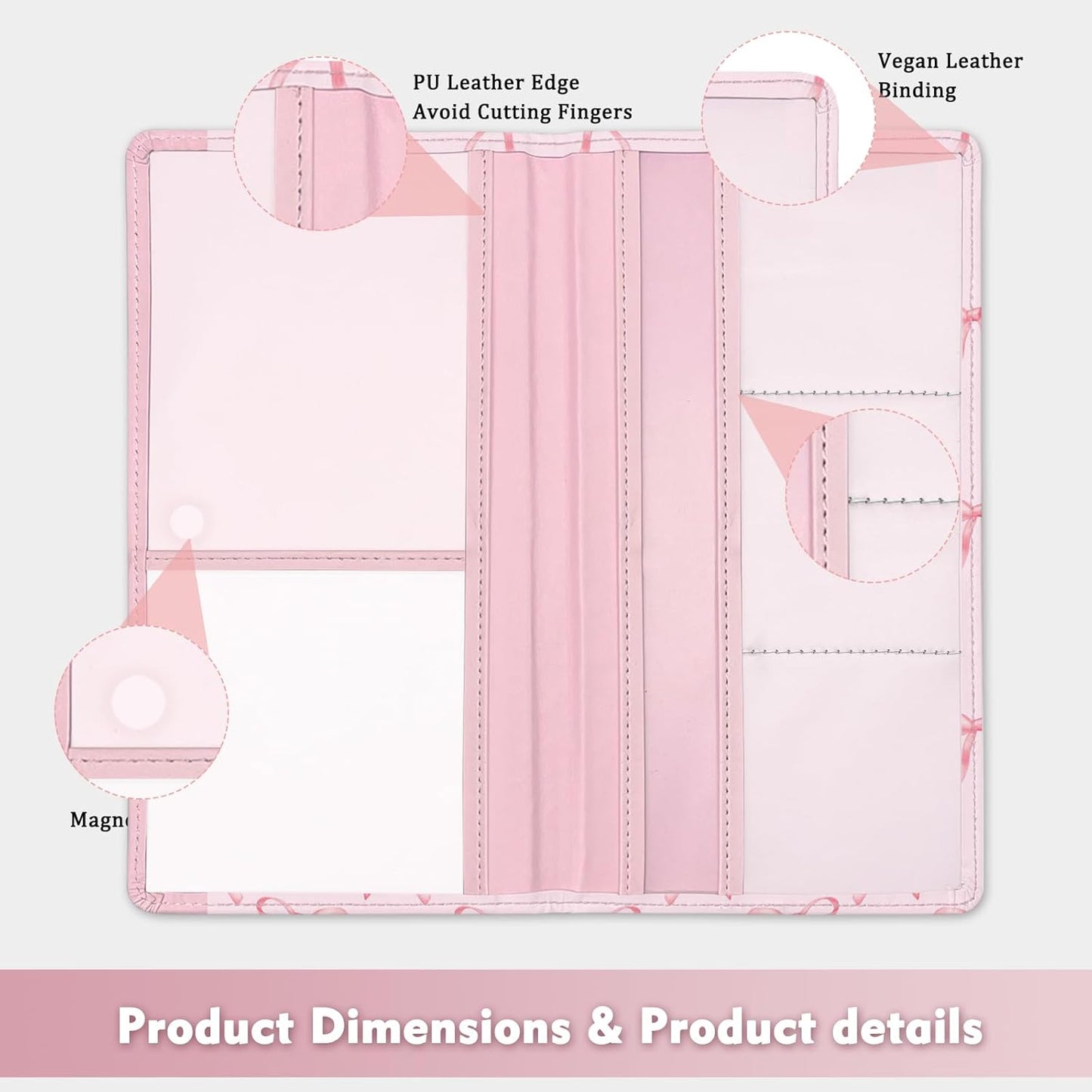 Car Registration and Insurance Holder, Auto Truck Document Holder with Magnetic Shut, Vehicle Glove Box Car Organizer, Interior Car Accessories for Women Men (Bow)